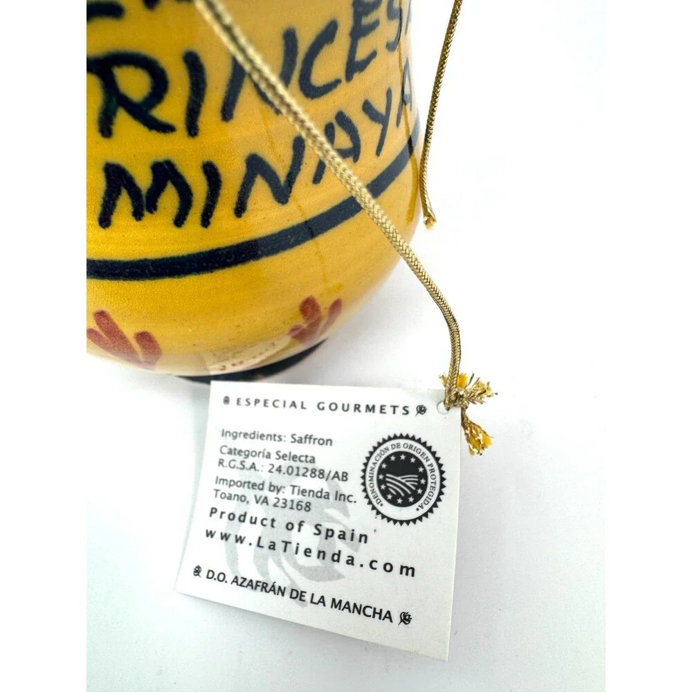 Princesa de Minaya Saffron Jar Hand Painted Spanish Pottery w/ Saffron 2009